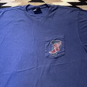 Vintage 90s Polo Ralph Lauren P Wing OG 1992 Stadium Pocket T Navy Shirt Medium